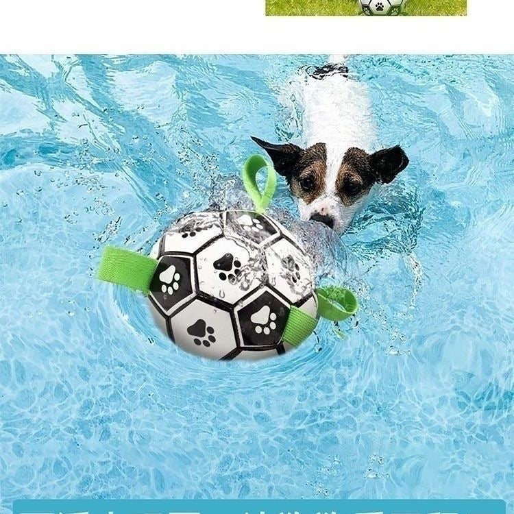 QDAN Dog Toys Extra Large Soccer Ball with Straps, Tug Toy, Water Toy, Durable Dogs Balls World Cup for Large
